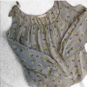 Rebecca Taylor Scattered Floral Cold Shoulder Silk